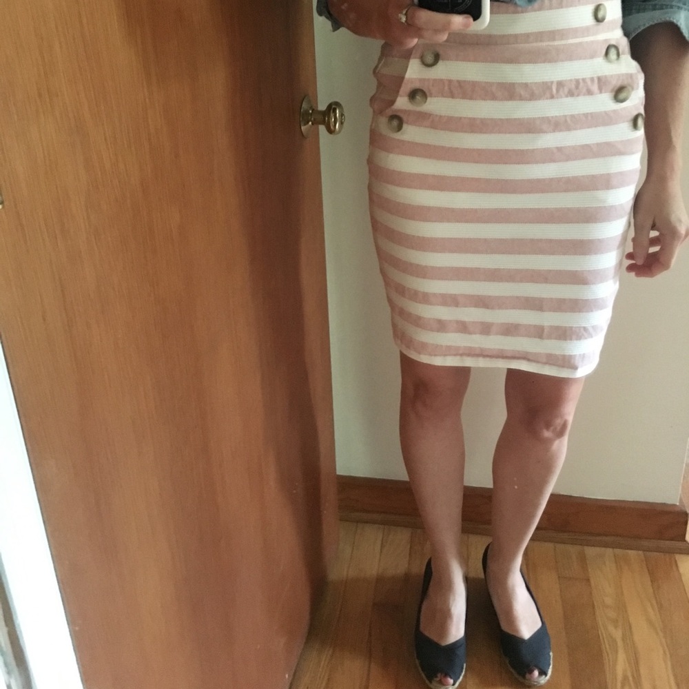LOFT striped pencil skirt